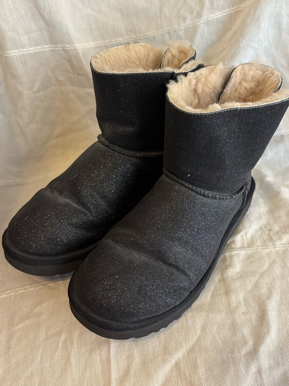 UGG Mini Bailey Bow Sparkle Genuine Shearling Boot